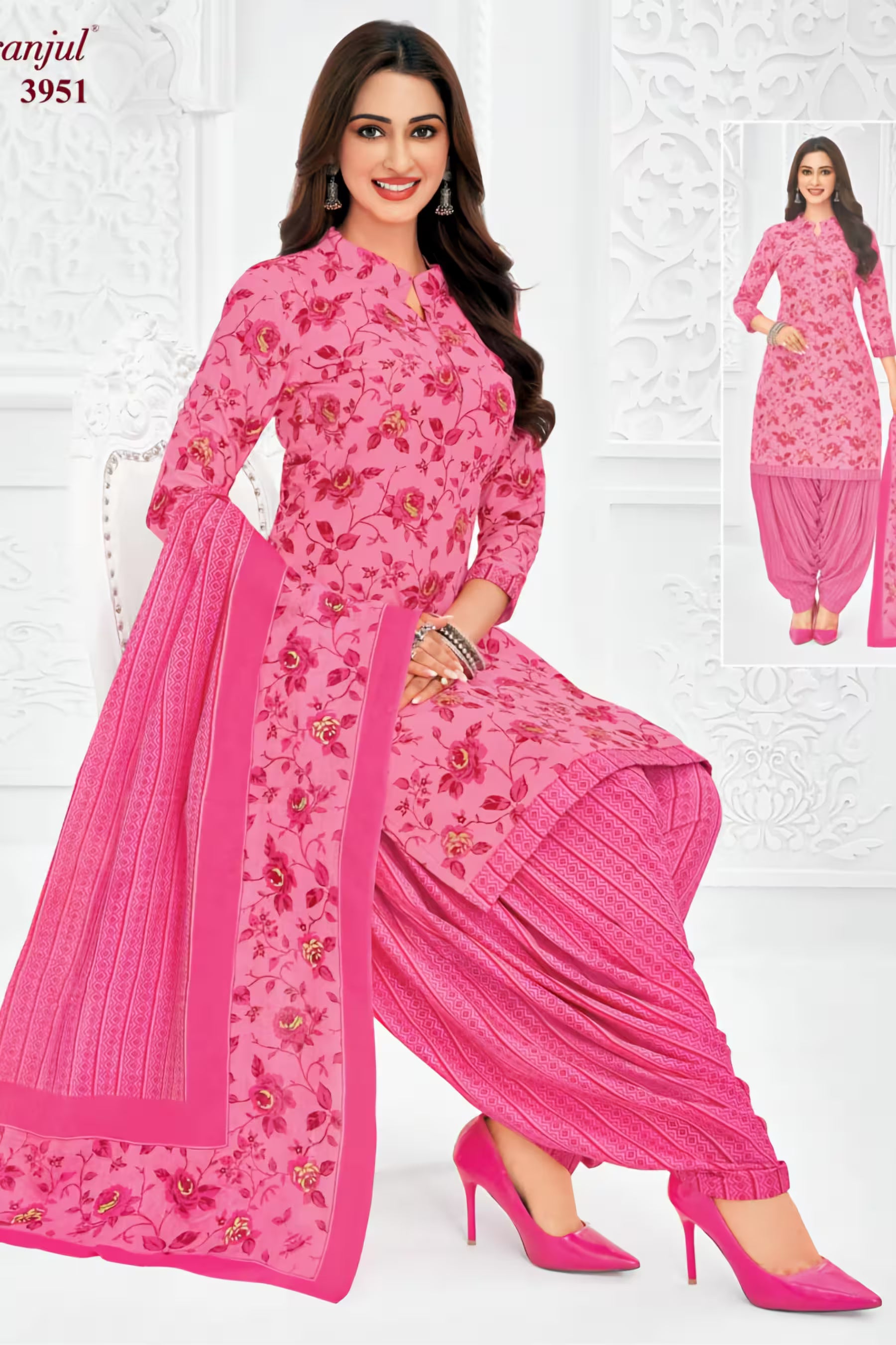 Pranjul - Cotton Printed Readymade Salwar Suit With Patiala Pant and Dupatta - P3951
