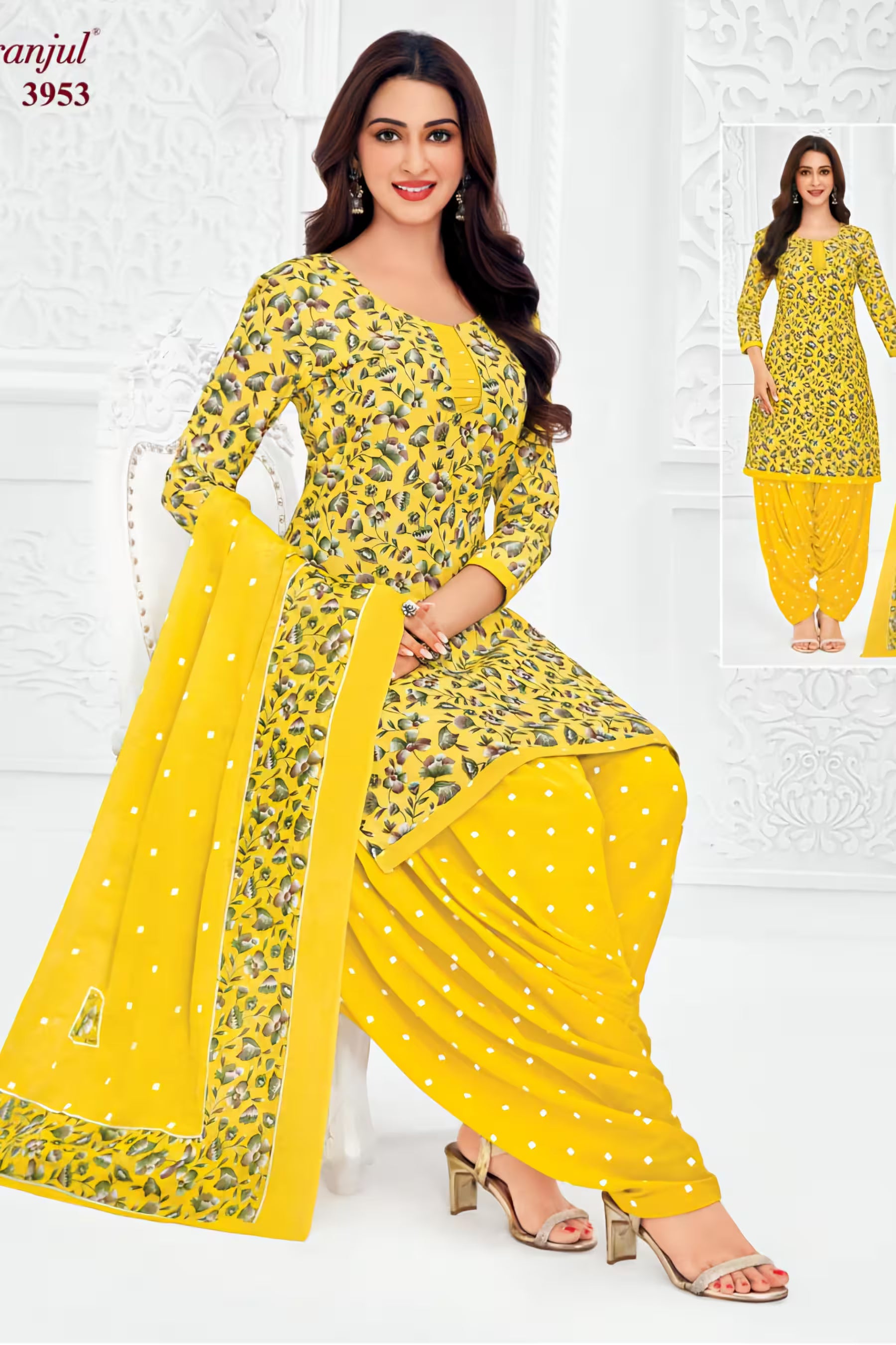 Pranjul - Cotton Printed Readymade Salwar Suit With Patiala Pant and Dupatta - P3953
