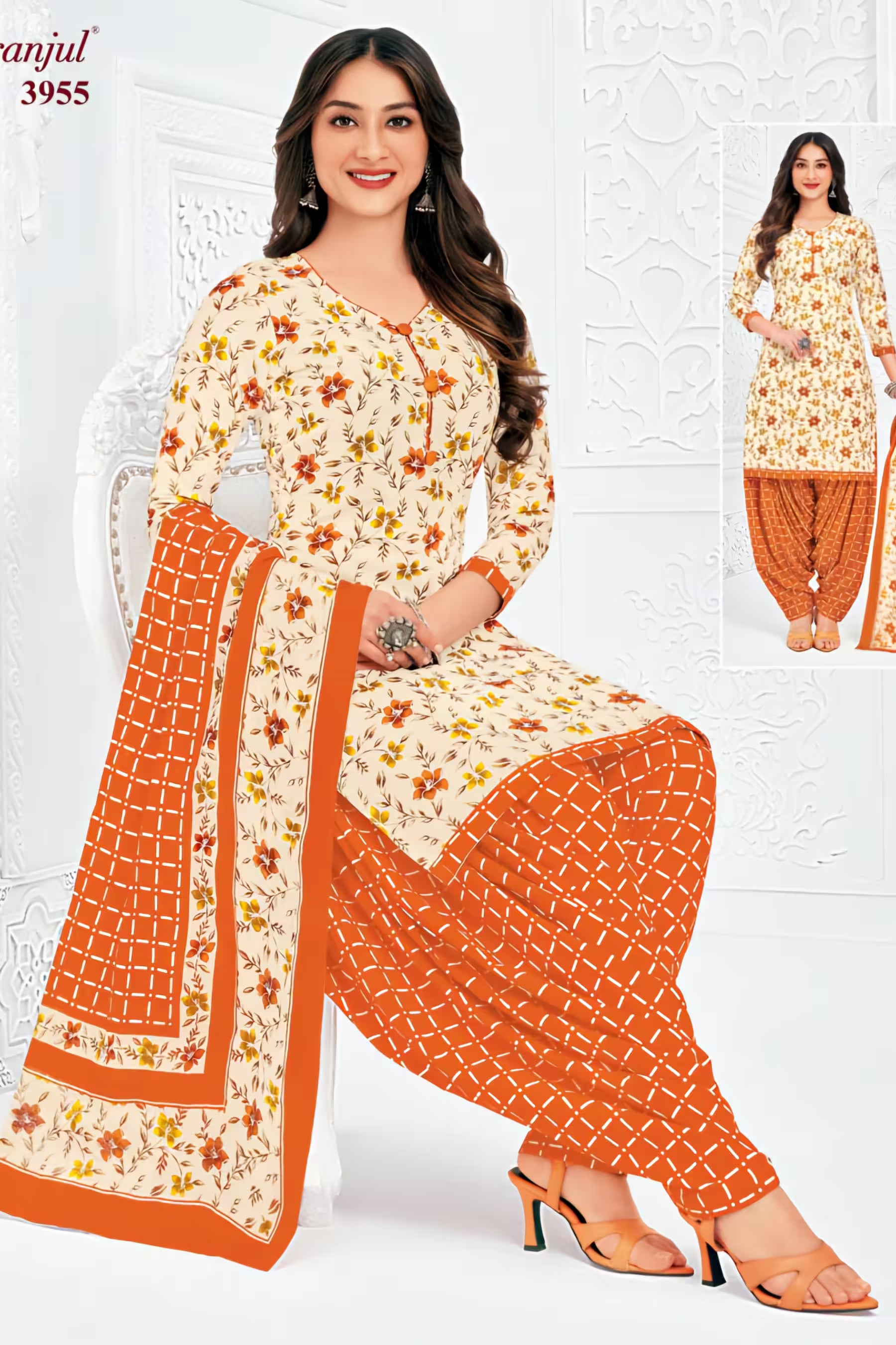 Pranjul - Cotton Printed Readymade Salwar Suit With Patiala Pant and Dupatta - P3955