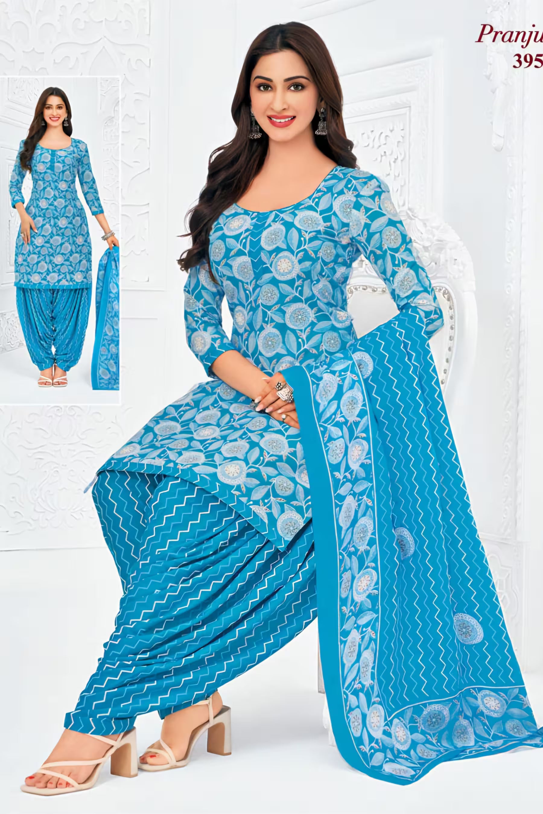 Pranjul - Cotton Printed Readymade Salwar Suit With Patiala Pant and Dupatta - P3956
