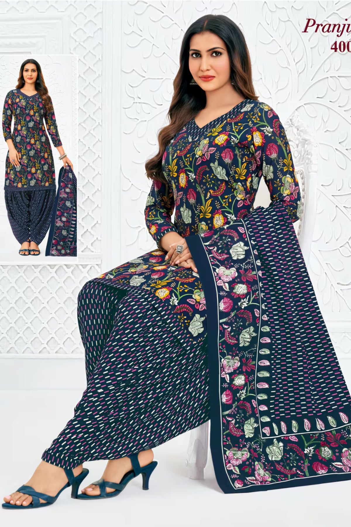 Pranjul - Cotton Printed Readymade Salwar Suit With Patiala Pant and Dupatta - P4003