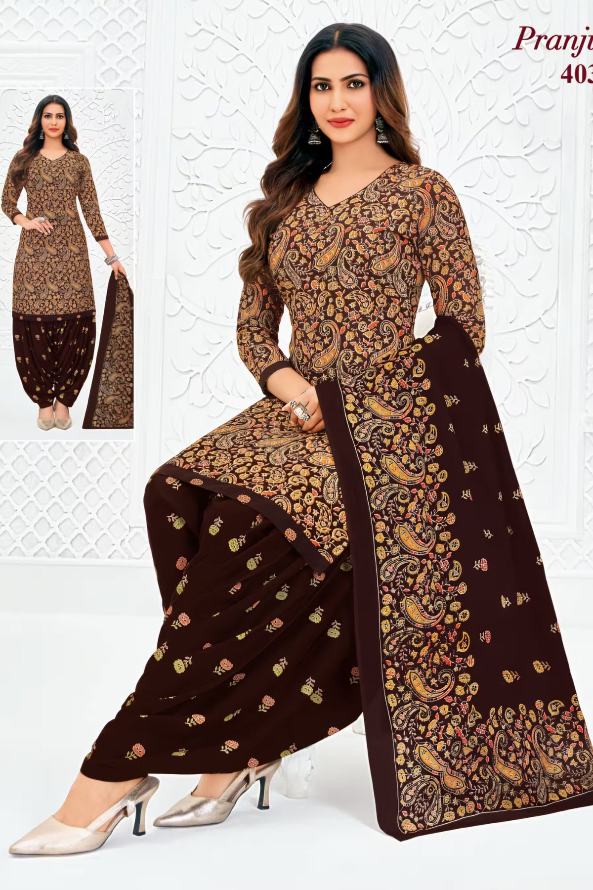 Pranjul - Cotton Printed Readymade Salwar Suit With Patiala Pant and Dupatta - P4031 Main image