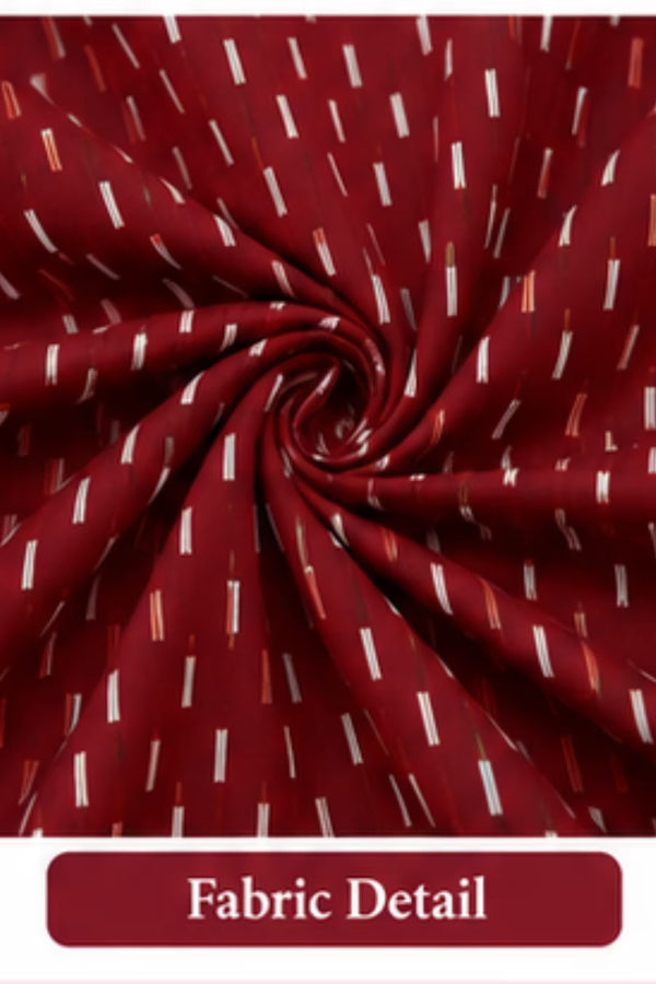 Fabric Detail - Pranjul 2004 Printed Cotton Nighty for Women – Maroon Floral Full Length | Bavis Clothing