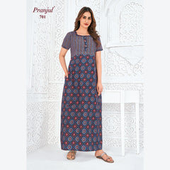 Pranjul Brand Pure Cotton Long Nighties P701