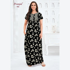 Pranjul Brand Pure Cotton Long Nighties P704