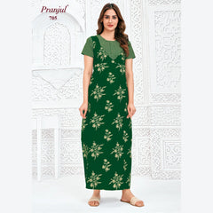 Pranjul Brand Pure Cotton Long Nighties P705