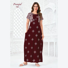 Pranjul Brand Pure Cotton Long Nighties P720