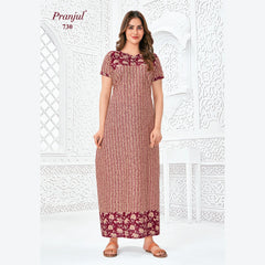 Pranjul Brand Pure Cotton Long Nighties P730