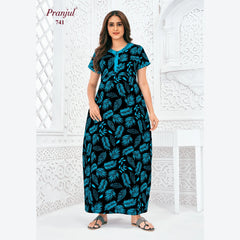 Pranjul Brand Pure Cotton Long Nighties P741