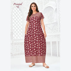 Pranjul Brand Pure Cotton Long Nighties P742