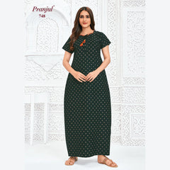 Pranjul Brand Pure Cotton Long Nighties P748