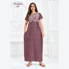 Pranjul Brand Pure Cotton Long Nighties P750