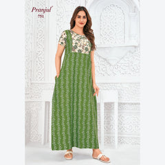 Pranjul Brand Pure Cotton Long Nighties P751