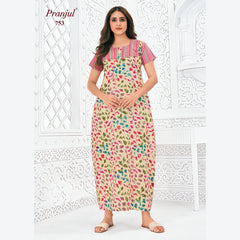 Pranjul Brand Pure Cotton Long Nighties P753