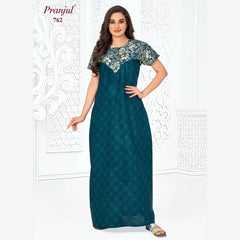 Pranjul Brand Pure Cotton Long Nighties P762