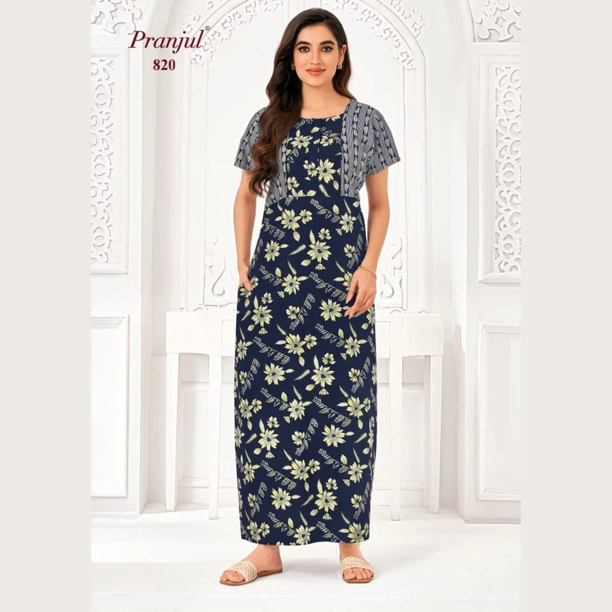 Pranjul Brand Pure Cotton Nighties 820 Main image