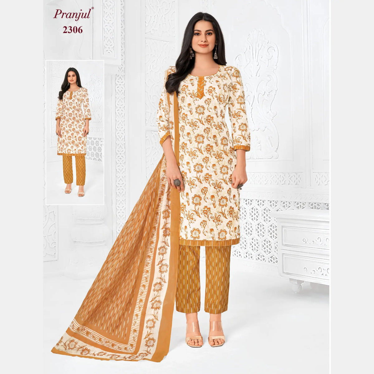 Pranjul Brand Pure Cotton Readymade Churidar - Straight Pant Model - P2306