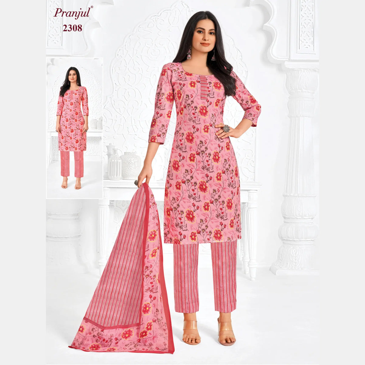 Pranjul Brand Pure Cotton Readymade Churidar - Straight Pant Model - P2308 Main image