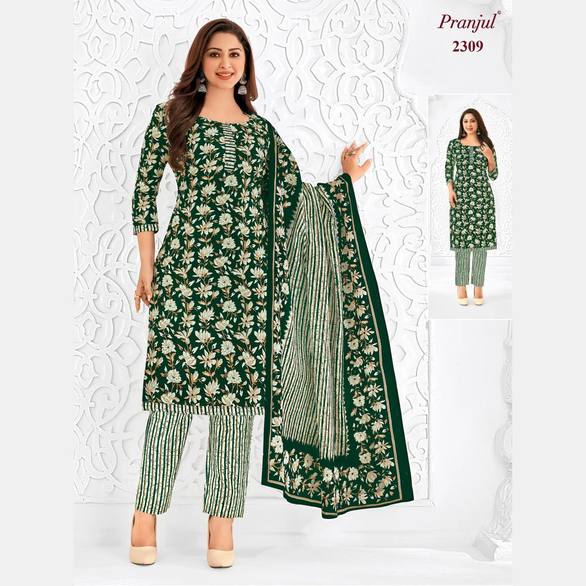 Pranjul Brand Pure Cotton Readymade Churidar - Straight Pant Model - P2309