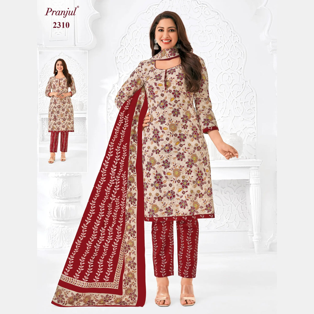 Pranjul Brand Pure Cotton Readymade Churidar - Straight Pant Model - P2310 Main image
