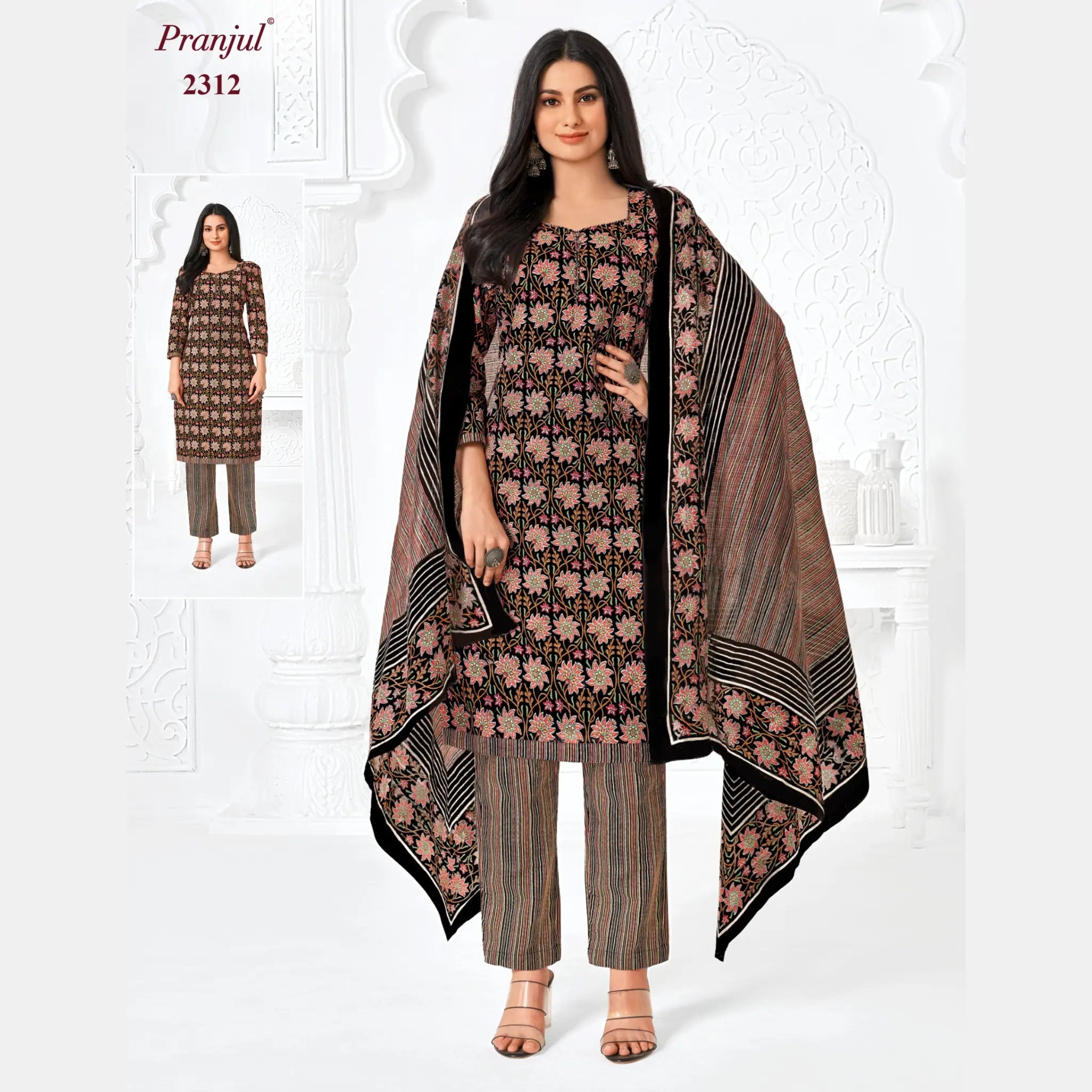 Pranjul Brand Pure Cotton Readymade Churidar - Straight Pant Model - P2312