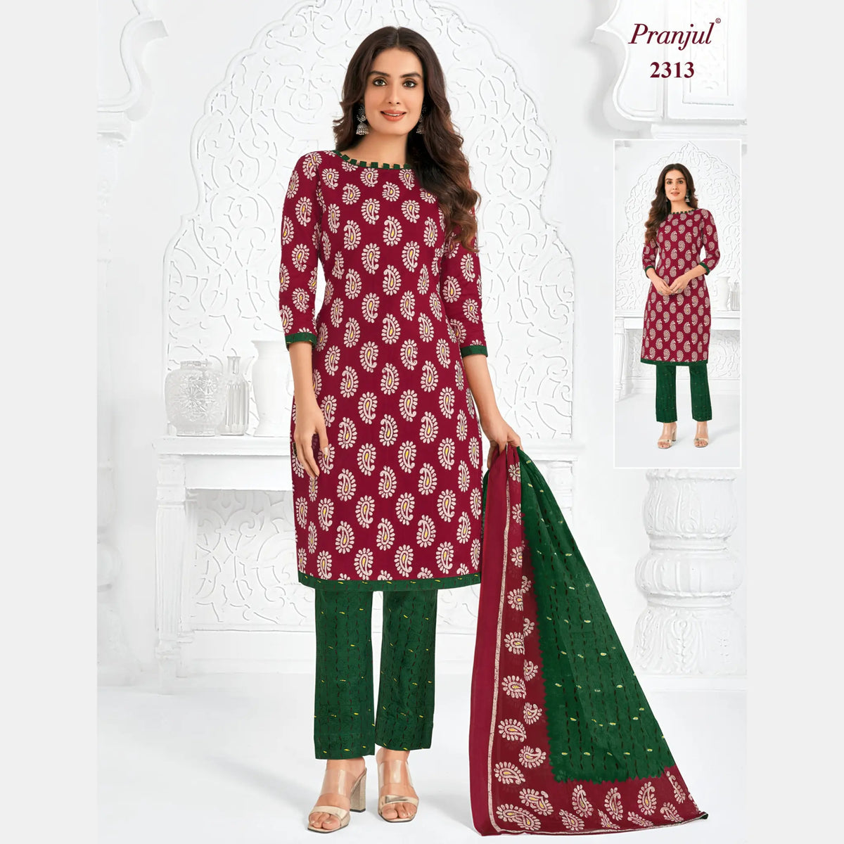 Pranjul Brand Pure Cotton Readymade Churidar - Straight Pant Model - P2313