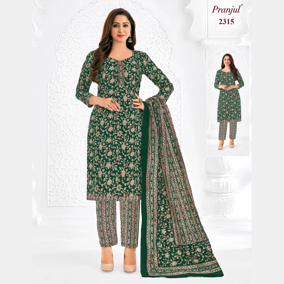 Pranjul Brand Pure Cotton Readymade Churidar - Straight Pant Model - P2315 Main image
