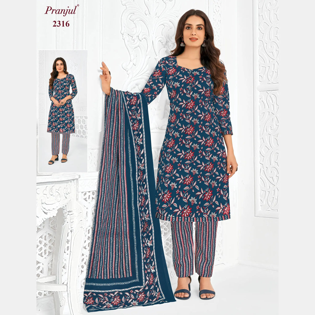 Pranjul Brand Pure Cotton Readymade Churidar - Straight Pant Model - P2316 Main image