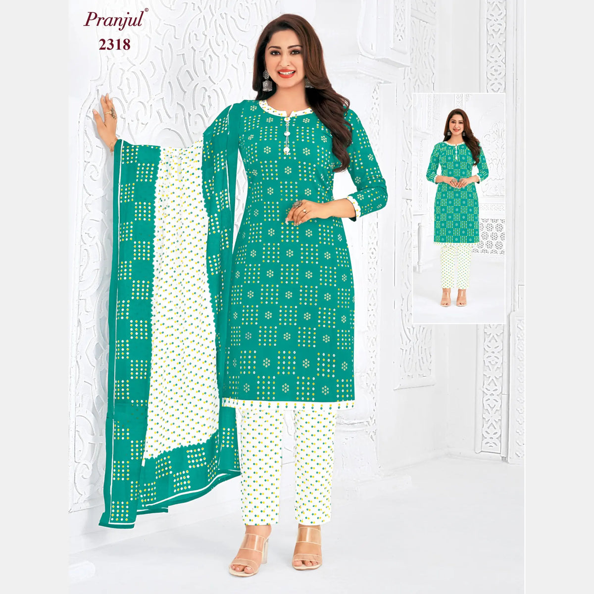 Pranjul Brand Pure Cotton Readymade Churidar - Straight Pant Model - P2318