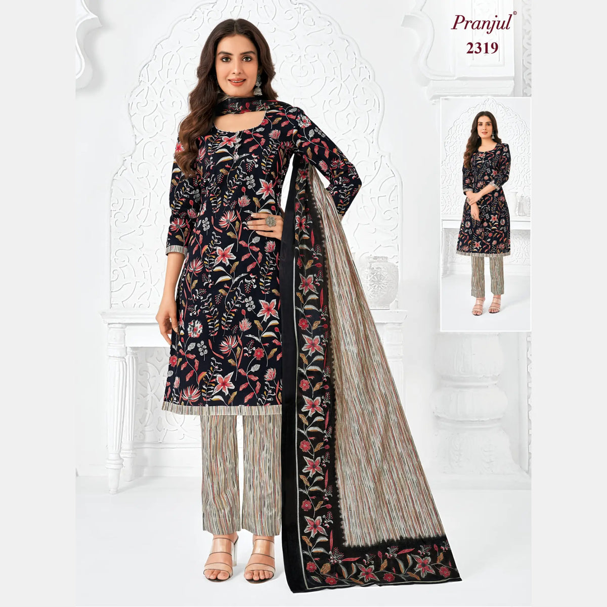 Pranjul Brand Pure Cotton Readymade Churidar - Straight Pant Model - P2319 Main image