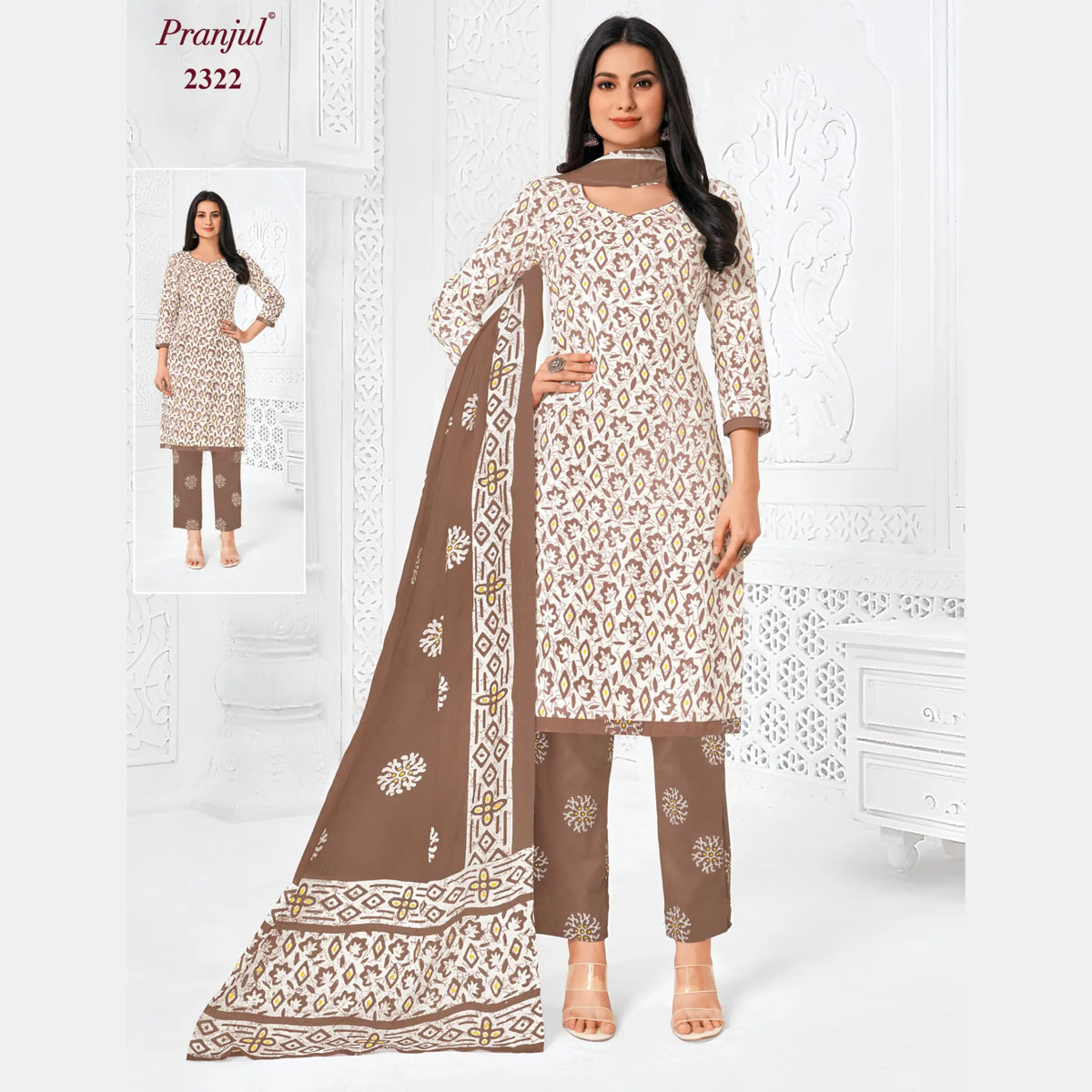 Pranjul Brand Pure Cotton Readymade Churidar - Straight Pant Model - P2322 Main image