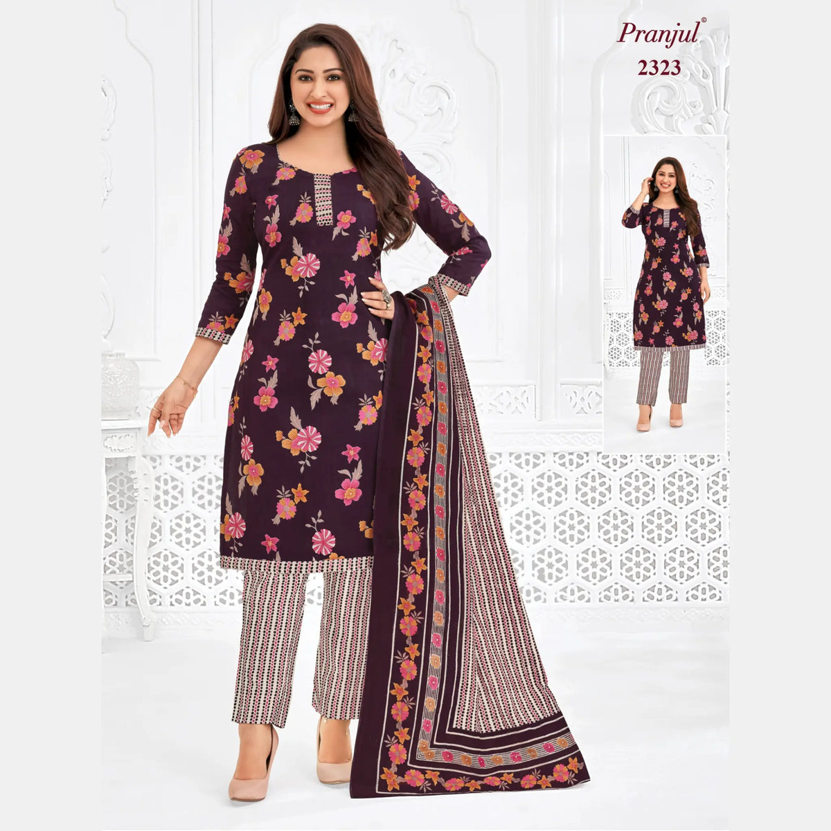 Pranjul Brand Pure Cotton Readymade Churidar - Straight Pant Model - P2323 Main image