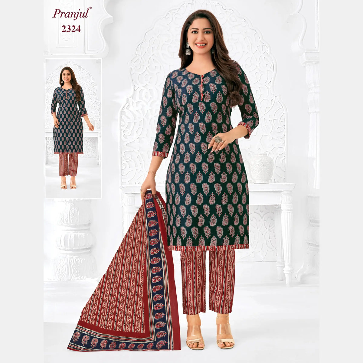 Pranjul Brand Pure Cotton Readymade Churidar - Straight Pant Model - P2324
