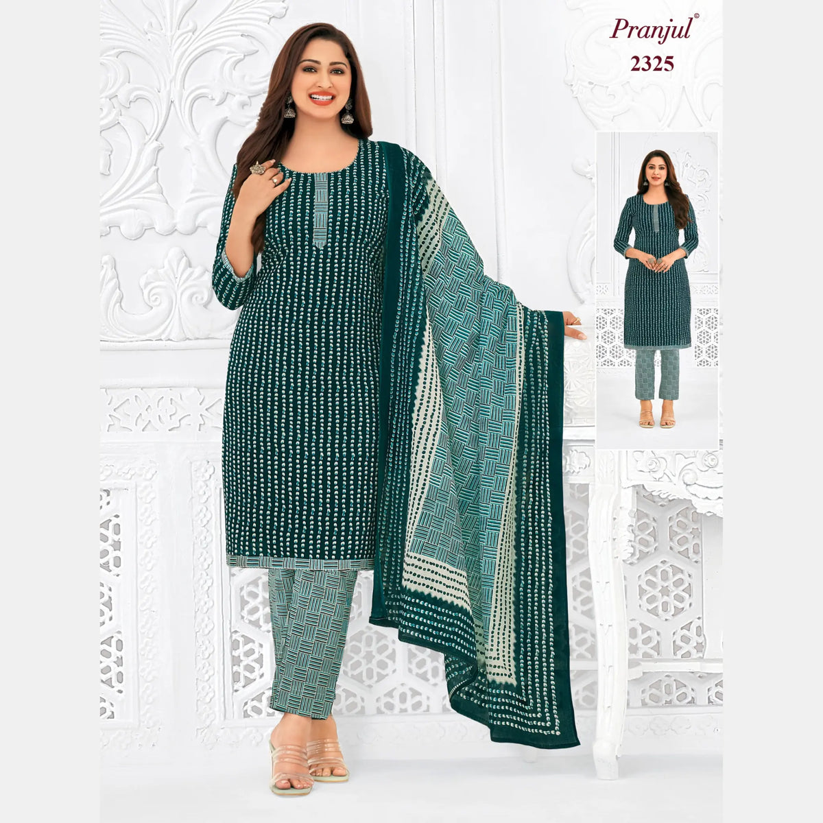Pranjul Brand Pure Cotton Readymade Churidar - Straight Pant Model - P2325 Main image