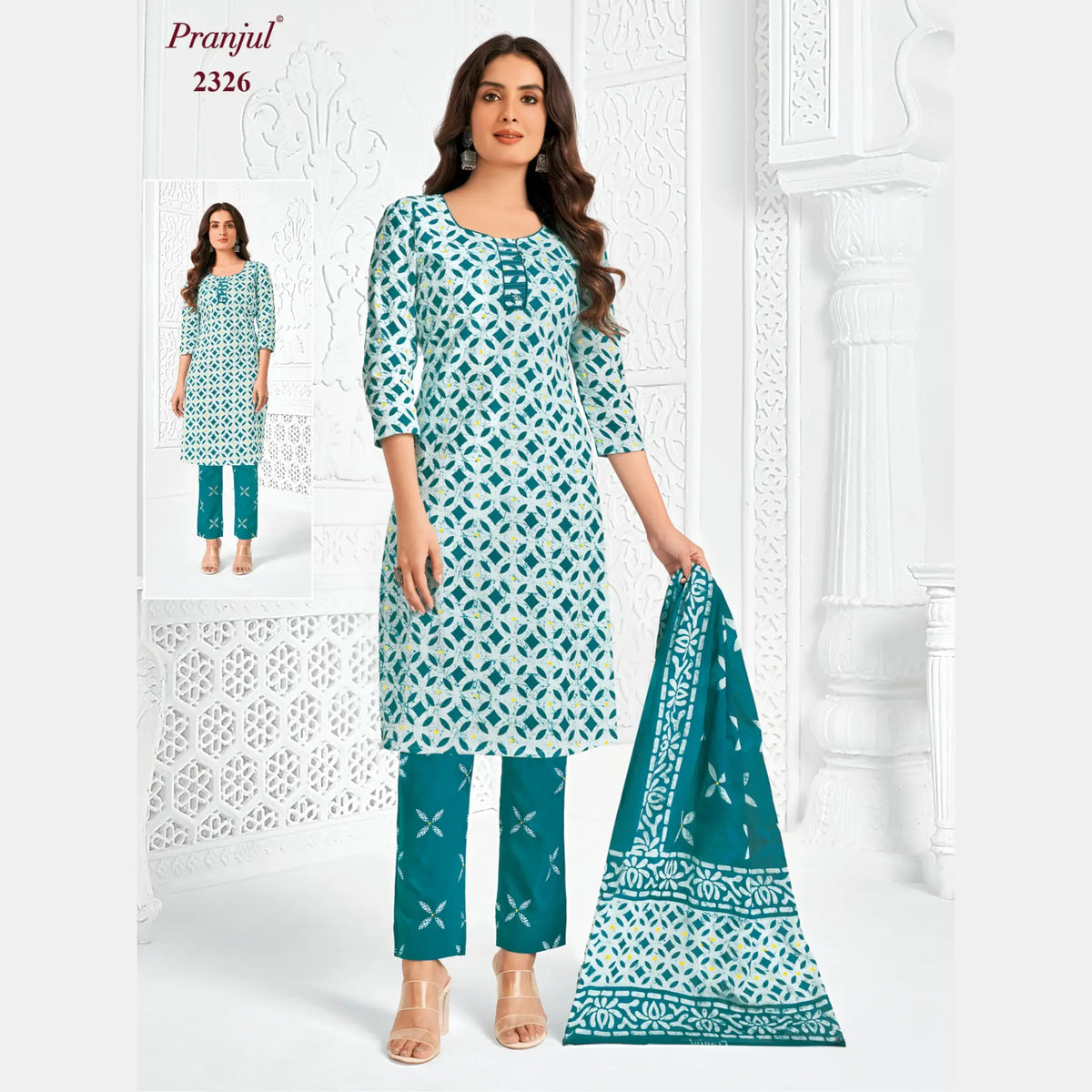 Pranjul Brand Pure Cotton Readymade Churidar - Straight Pant Model - P2326 Main image