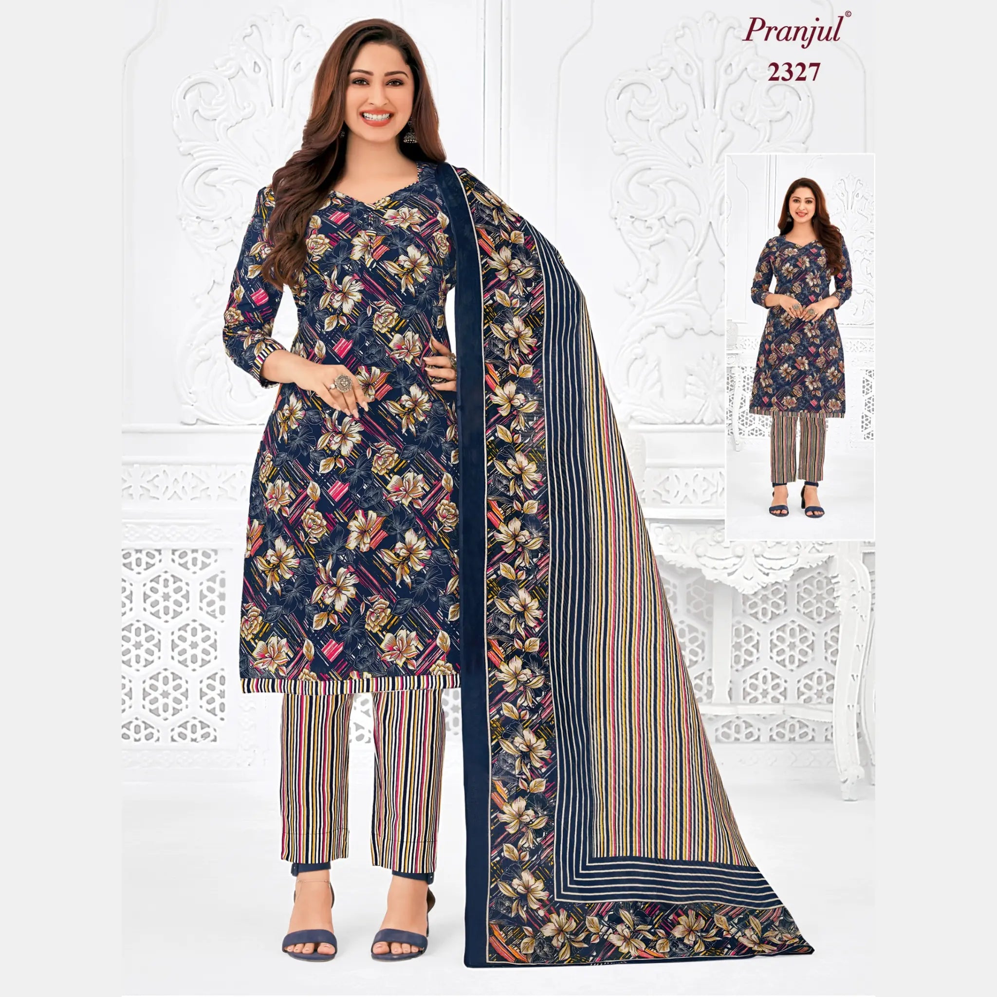 Pranjul Brand Pure Cotton Readymade Churidar - Straight Pant Model - P2327