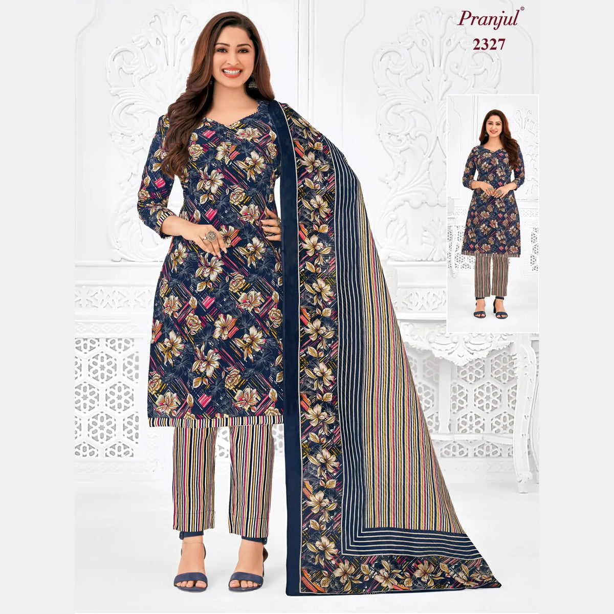Pranjul Brand Pure Cotton Readymade Churidar - Straight Pant Model - P2327 Main image