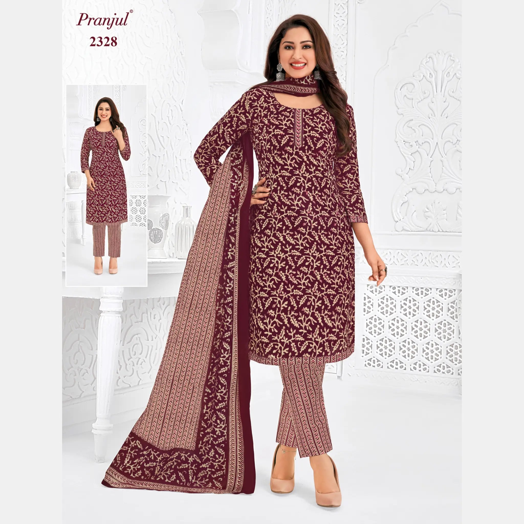 Pranjul Brand Pure Cotton Readymade Churidar - Straight Pant Model - P2328
