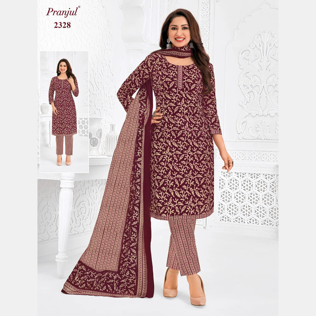 Pranjul Brand Pure Cotton Readymade Churidar - Straight Pant Model - P2328 Main image