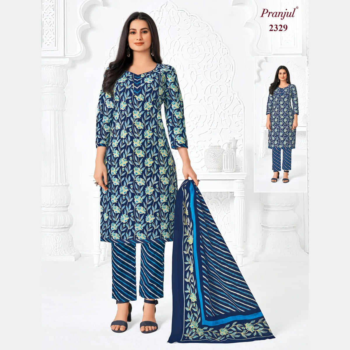 Pranjul Brand Pure Cotton Readymade Churidar - Straight Pant Model - P2329 Main image