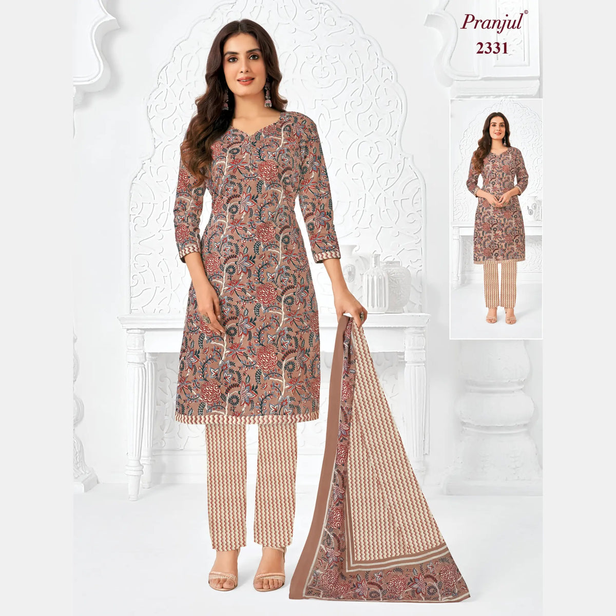 Pranjul Brand Pure Cotton Readymade Churidar - Straight Pant Model - P2331 Main image