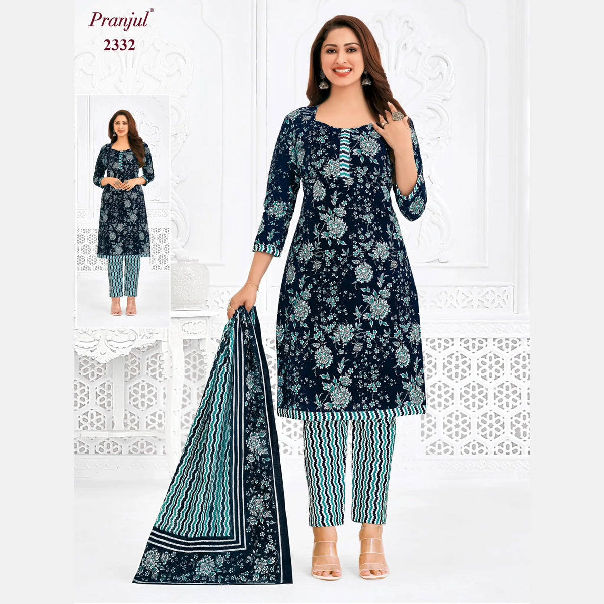Pranjul Brand Pure Cotton Readymade Churidar - Straight Pant Model - P2332 Main image