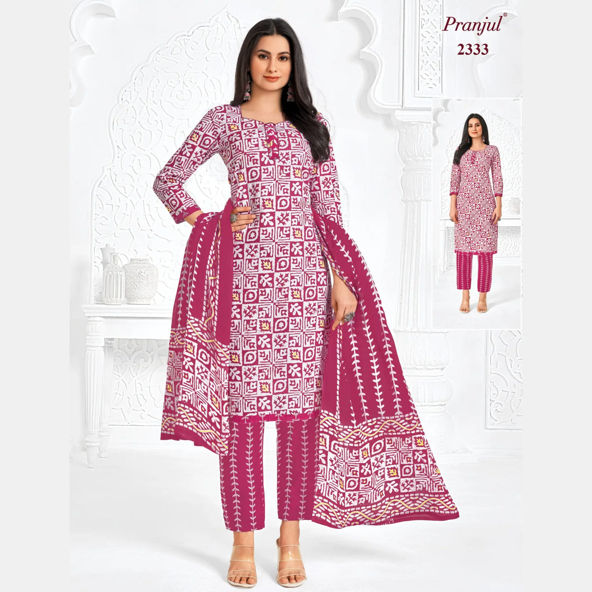 Pranjul Brand Pure Cotton Readymade Churidar - Straight Pant Model - P2333 Main image