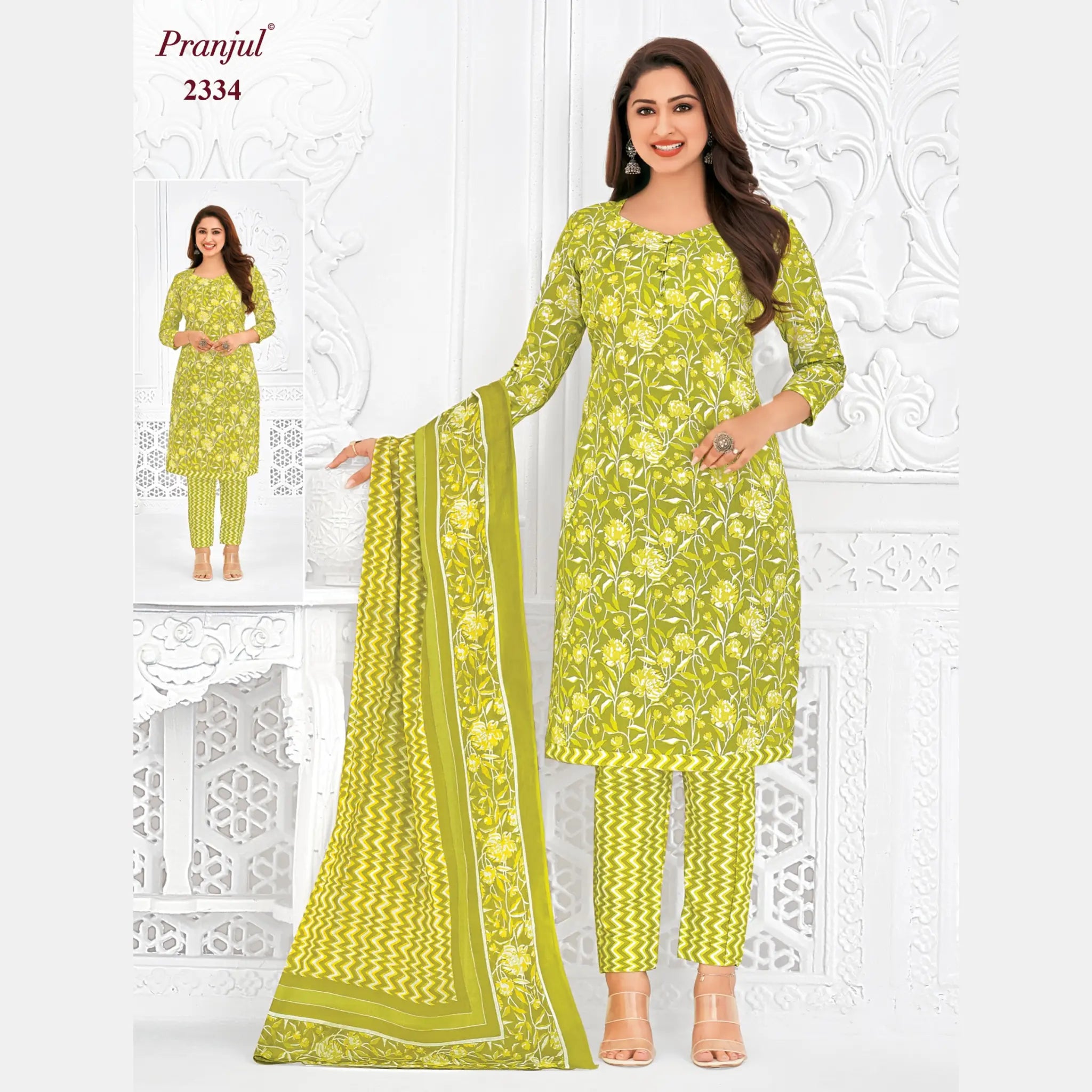 Pranjul Brand Pure Cotton Readymade Churidar - Straight Pant Model - P2334