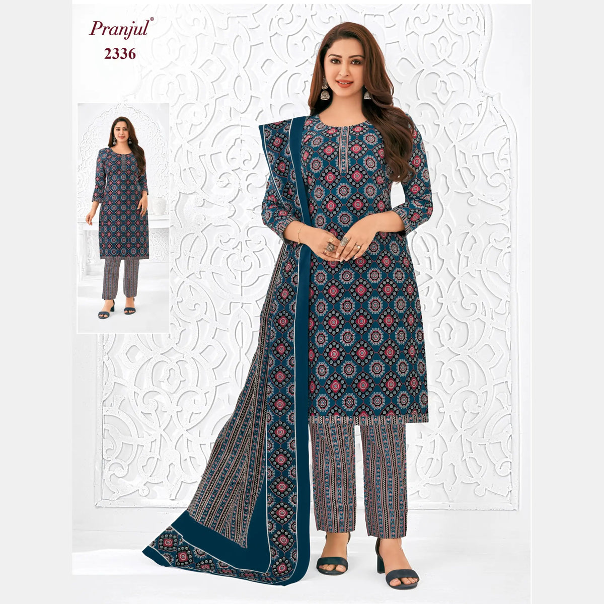 Pranjul Brand Pure Cotton Readymade Churidar - Straight Pant Model - P2336 Main image