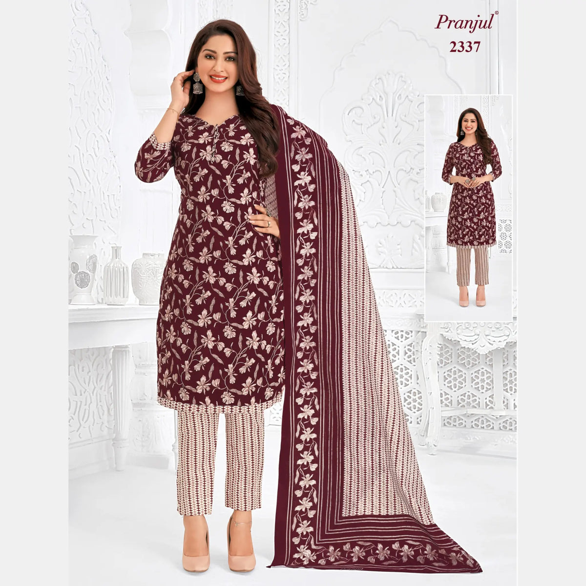 Pranjul Brand Pure Cotton Readymade Churidar - Straight Pant Model - P2337 Main image