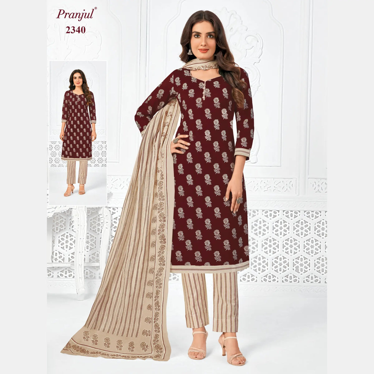 Pranjul Brand Pure Cotton Readymade Churidar - Straight Pant Model - P2340 Main image