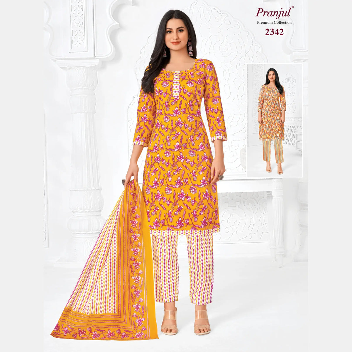 Pranjul Brand Pure Cotton Readymade Churidar - Straight Pant Model - P2342 Main image