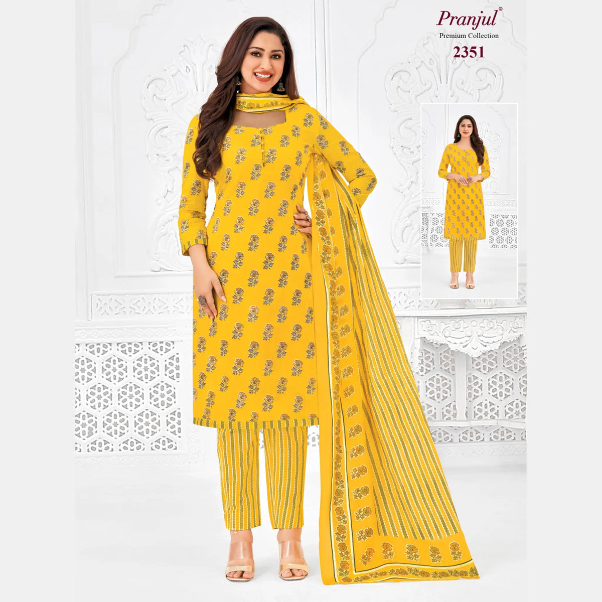 Pranjul Brand Pure Cotton Readymade Churidar - Straight Pant Model - P2351 Main image