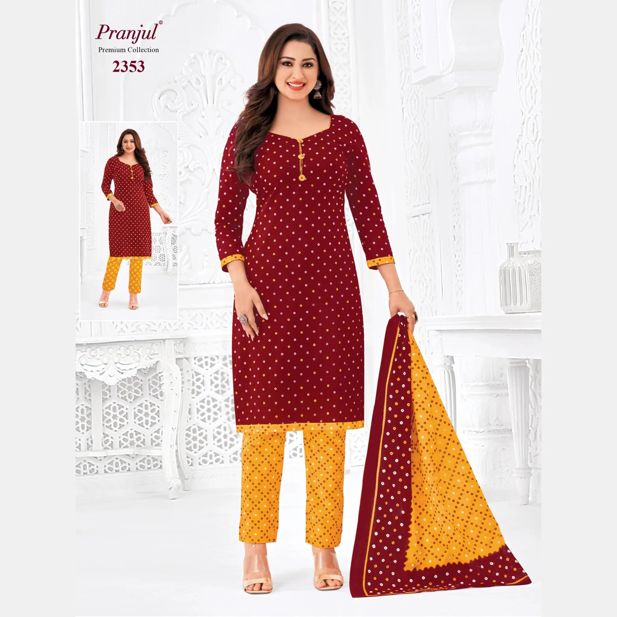 Pranjul Brand Pure Cotton Readymade Churidar - Straight Pant Model - P2353 Main image